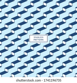 Cover template design with blue and white geometric pattern. Seamless background.