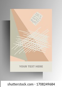 Cover template design for book, magazine, booklet, catalog. A concept in pastel colors with hand-drawn textures. Vector 10 EPS.