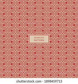 Cover template design with brown geometric pattern on red background. Seamless background.