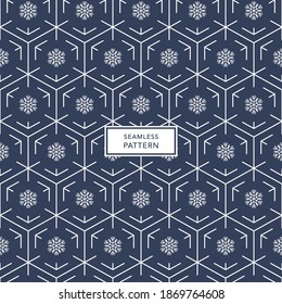 Cover template design with snowflake pattern. Seamless winter background.