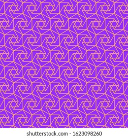 Cover template design with violet and yellow geometric pattern. Seamless background.