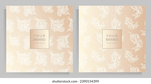 Cover template design for your menu, invitation, folder, notebook, postcard. Floral pattern in elegant pastel color.  Square format. Vector illustration.