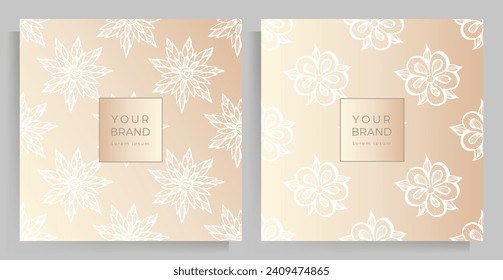 Cover template design for your menu, invitation, folder, notebook, postcard. Floral pattern in elegant pastel color.  Square format. Vector illustration.