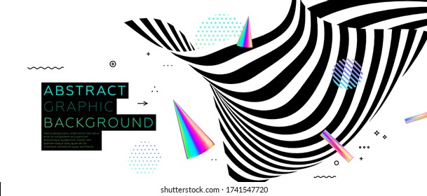 Cover template with dynamic bauhaus, memphis and hipster liquid fluid graphic geometric shapes for landing page, placards, brochures, posters, covers and banners. Vector illustration.