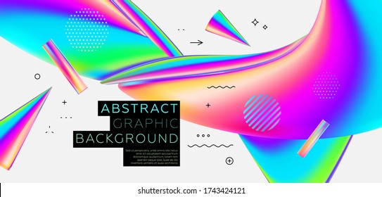 Cover template with dynamic bauhaus, memphis and hipster liquid fluid graphic geometric shapes for landing page, placards, brochures, posters, covers and banners. Vector illustration.