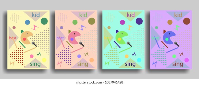 Cover template with figures of geometry memphis style for brochures, posters, banners.