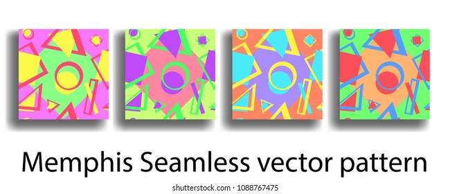 Cover template with figures of geometry memphis style for brochures, posters, banners.