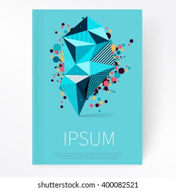 Cover template. Flat style Abstract geometric polygonal design element. Geometric crystal multicolored splash stock-vector EPS 10