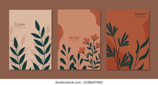Cover template with floral pattern. beauty botanical abstract background. size A4 For school books, notebooks, diaries, planners, brochures, catalogs