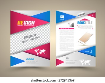 Cover template front and back with smartphone. Abstract Modern Backgrounds, Infographic Concept. Vector illustration. Can use for cover magazine, presentation , webpage , printing advertising.