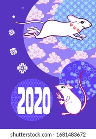 Cover template with funny mouse and Patterns in Modern Style geometric ornate shapes.