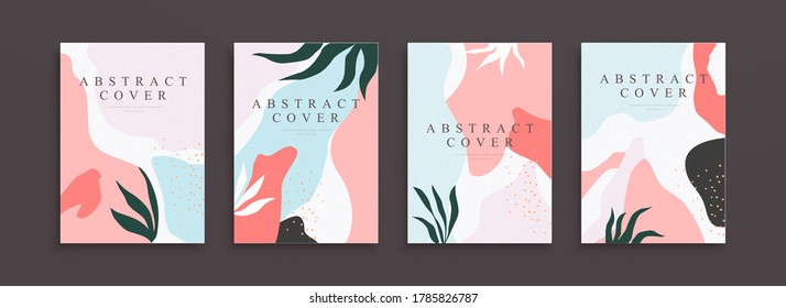 Cover template of garden concept, with leaf and abstract shapes in Memphis design, applicable to brochure, poster, and event invitation use