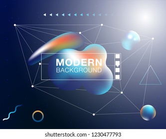 Cover template with glowing particles liquid dynamic flow. Trendy fluid design