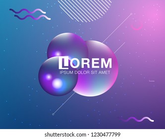 Cover template with glowing particles liquid dynamic flow. Trendy fluid design