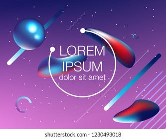 Cover template with glowing particles liquid dynamic flow. Trendy fluid design
