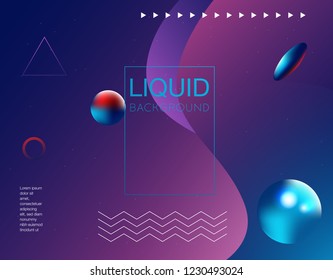 Cover template with glowing particles liquid dynamic flow. Trendy fluid design