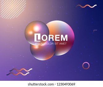 Cover template with glowing particles liquid dynamic flow. Trendy fluid design