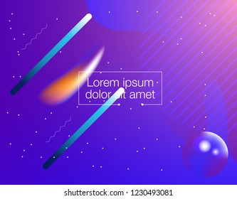 Cover template with glowing particles liquid dynamic flow. Trendy fluid design