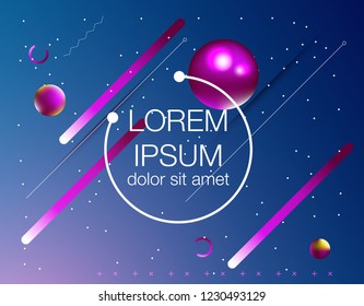 Cover template with glowing particles liquid dynamic flow. Trendy fluid design