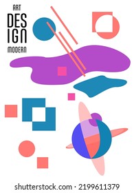 Cover template with graphic geometric elements in bauhaus, memphis and hipster style. This illustration can be used as a print on t-shirts and bags, stationary or posters.