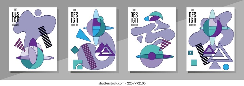 Plantilla de cubierta con elementos geométricos gráficos en baudios, memphis y estilo hipster. Esta ilustración puede utilizarse como una impresión en camisetas y bolsas, papeleras o carteles.

