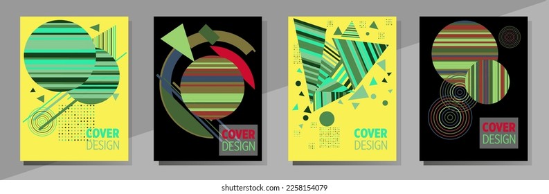 Cover template with graphic geometric elements in bauhaus, memphis and hipster style. This illustration can be used as a print on t-shirts and bags, stationary or posters.
