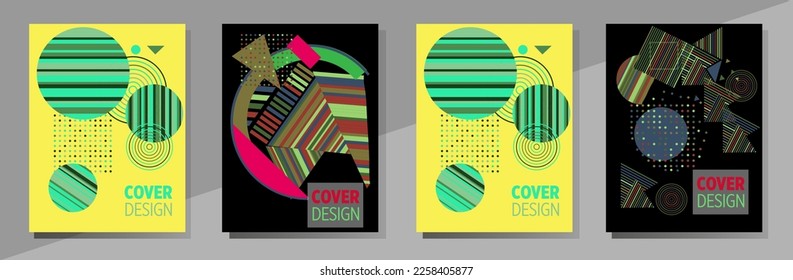 Cover template with graphic geometric elements in bauhaus, memphis and hipster style. This illustration can be used as a print on t-shirts and bags, stationary or posters.
