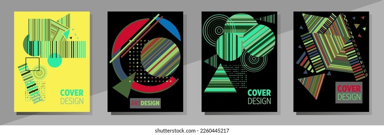 Cover template with graphic geometric elements in bauhaus, memphis and hipster style. This illustration can be used as a print on t-shirts and bags, stationary or posters.
