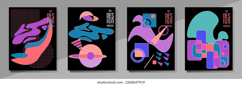 Cover template with graphic geometric elements in bauhaus, memphis and hipster style. This illustration can be used as a print on t-shirts and bags, stationary or posters.
