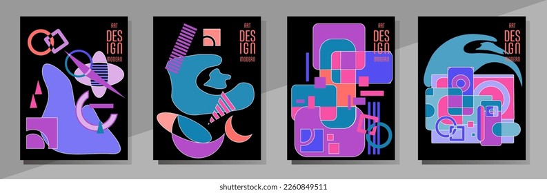 Cover template with graphic geometric elements in bauhaus, memphis and hipster style. This illustration can be used as a print on t-shirts and bags, stationary or posters.
