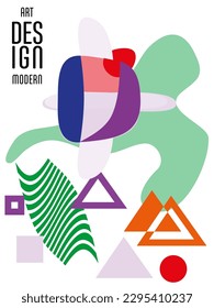 Cover template with graphic geometric elements in bauhaus, memphis and hipster style. This illustration can be used as a print on t-shirts and bags, stationary or posters.