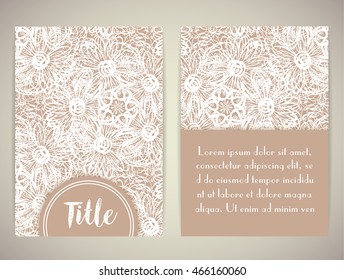 Cover template with hand drawn flowers and place for your text. Can be used for postcard, invitation, brochure, cover book, catalog. Vector illustration, eps10
