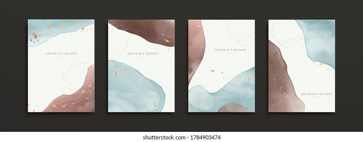 Cover template in luxury watercolor design, mixed with elegant painting shapes and gold foil patterns