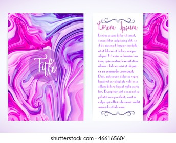 Cover template with marbling. Can be used for postcard, invitation, brochure, cover book, catalog. Vector illustration, eps10
