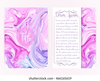 Cover template with marbling. Can be used for postcard, invitation, brochure, cover book, catalog. Vector illustration, eps10