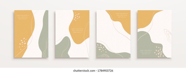Cover template in minimal Memphis design, mixed with fluid shapes and elegant line art in pastel color