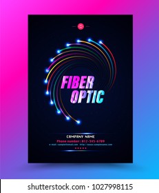 Cover template for network technology fibre optic. Vector illustration.