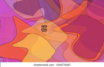 Cover template with pastel colored transparent overlapping shapes creating vector mixture of acrylic paint or watercolor effect. Marble texture flat colors simple organic shapes. Nature earth design.
