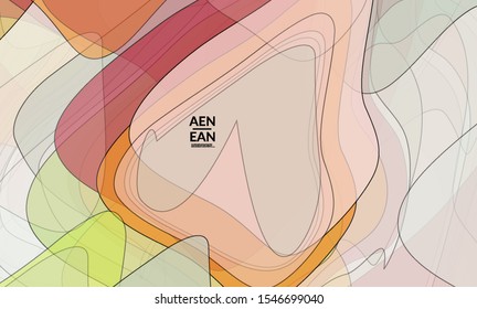 Cover template with pastel colored transparent overlapping shapes creating vector mixture of acrylic paint or watercolor effect. Marble texture flat colors simple organic shapes. Nature earth design.