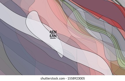 Cover template with pastel colored transparent overlapping shapes creating vector mixture of acrylic paint or watercolor effect. Marble texture flat colors simple organic shapes. Nature earth design.