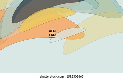 Cover template with pastel colored transparent overlapping shapes creating vector mixture of acrylic paint or watercolor effect. Marble texture flat colors simple organic shapes. Nature earth design.