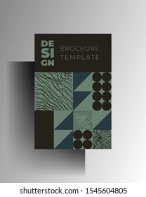 Cover template, poster, brochure. A geometric pattern in pastel colors with hand-drawn textural elements. Vector 10 EPS.