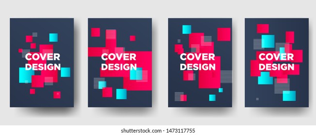 Cover Template / Poster vector illustration. Minimalist hipster-colored cover / poster design, with a combination of Gradient halftone lines vector.Cover or Modern Graphic Art Poster. design of busine