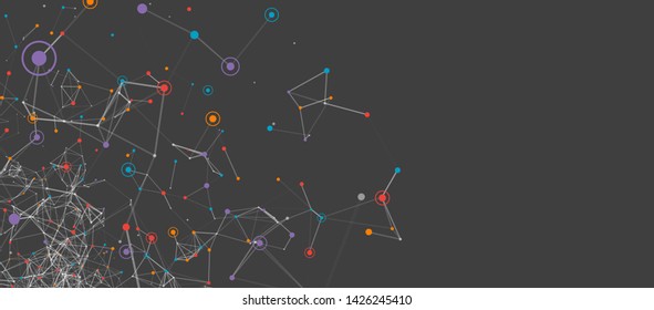 Cover template for science and technology presentation. Plexus style background.