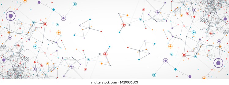 Cover template for science and technology presentation. Plexus style background.