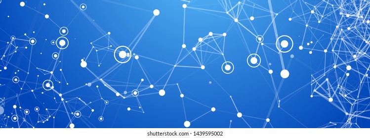 Cover template for science and technology presentation. Plexus style background.