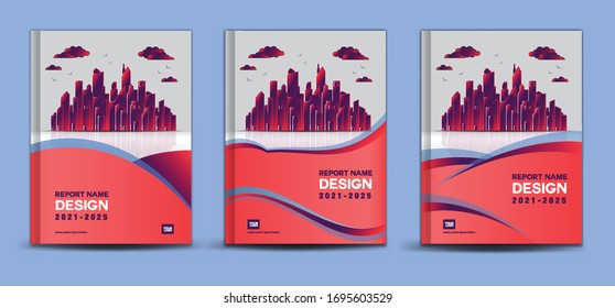 Cover template set, Annual report 2020, Business brochure flyer template, advertisement, company profile, magazine ads, book, poster, Orange abstract background vector, A4 size