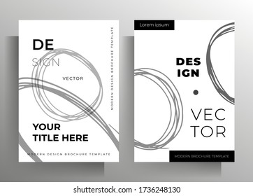 Conjunto de plantillas de portada. Diseño en blanco y negro con elementos gráficos dibujados a mano. Formato A4. Vector 10 EPS.