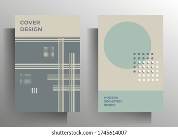 Cover Template Set For Book, Booklet, Brochure, Catalog, Textbook, Magazine.  Geometric Design In Pastel Colors. A4 Format. EPS 10 Vector.