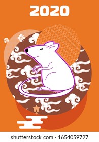 Cover template set with funny mouse and Patterns in Modern Style geometric ornate shapes.